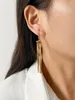 Dangle Earrings Peri'sbox Stainless Steel Long Tassel Collection 18K Gold Plated Geometric Herringbone Chain Dangling Fringe Jewelry