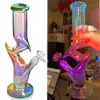 Rainbow Tall Bong Hookahs Glass Bubbler Rökning Rör Downstem Perc Heady Dab Rigs Ice Water Bongs med 14 mm fog