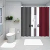 Cortinas de chuveiro unissex Definir cortinas de banho de poliéster à prova d'água com tapetes na cobertura do assento do vaso sanitário conjunto