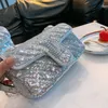 Cross Body Designer - Sacs pour femmes Sac à bandoulière à paillettes Matériel argenté brillant Sacs à main pour femmes Sac à main