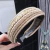 Classic Rhinestone Headbands Handmade Wide Head Hoops Sequins Pearl Beaded Elegant Hair Hoop Bohemia Women Hair Accessories