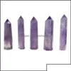 Konst och hantverk Arts and Crafts Gifts Home Garden Single Tip Crystal Column Natural Purple Crystals Stone Polish Party Dekorera bard DHFE9