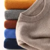 Herrtröjor Autumn Winter Men's Cashmere Sticked tjock tröja botten Skjorta mode Varm långärmad pullover lyx för män