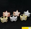 Мужская 3D звезда 14K золотые медные кольца Bling Out Cz Stone Star Shape Кольцо Золото серебряное серебристое розовое ювелирные изделия