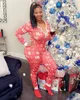 Kvinnors jumpsuits rompers jul Xmas kvinnor sömnkläder pyjamas tryck långärmad byxor jumpsuit sexig för vuxna kvinnliga nattkläder s2xl 221123