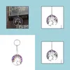 Lockets Qimoshi Tree Of Life Keychain Natural Crystal Stone Handmade Diy Amethyst Charm Pendant Necklace Wholesale Drop Deli Dhgarden Dhheg