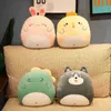 1 Pc 35 Cm Kawaii Husky Dinosaure Shiba Inu Canard En Peluche Couverture Coussin Poupées Animal De Bande Dessinée cken Chat Cochon Coussin Chauffe-Main Jouets J220729