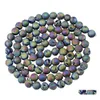 Löst ädelstenar 12mm Rainbow Round Druzy Agate Pärlor 8mm Dursy Organic Gemstone Spherical Energy Stone Healing Power For Smyckes Bra DHS7L