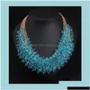 Party Gunst Favor Evenementbenodigdheden Feestelijke Home Garden Handgemaakte Mtilayer Crystal Necklace for Women Fashion overdrijving Green B DH0EX