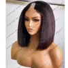 Perruque de cheveux naturels indiens Yaki sans colle, cheveux lisses, U Part, densité 180, réglable, courte, Bob V Part, pour femmes noires