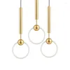 Lampade a sospensione Nordic Simple Gold Ring LED Light Post Modern Lustre Apparecchi di illuminazione per interni Sala da pranzo Camera da letto Living Home Decor