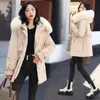 Женщины вниз по парке зимняя куртка Parka Fashion Long Hoat Одежда шерстяная лайнер с капюшоном с меховым воротником теплый 221124