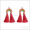 Dangle Chandelier Bohmia Rainbow Tassel أقراط متدلية حلقات الأذن للسيدات للنساء الأزياء للمجوهرات توصيل الهدايا DHFVX