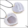 Pendant Necklaces Natural Agate Crystal Tooth Original Stone Peach Heart Star Moon Pendant Necklace Irregar Ore Top Drilled Dhgarden Dhyic