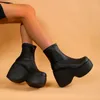 Boots Brand Gothic Style Sexy Elegant Chunky Platform Women Angle Big Size 43 Комейсная женская обувь 221124