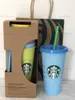 24 أوقية تغيير لون Tumblers الكوب من عصير الشرب البلاستيكي مع الشفاه وقهوة القهوة سحرية Costom Starbucks تغيير 86TG