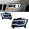 2 PCS 자동 자동차 헤드 라이트 가벼운 부품 나침반 20 11-20 16 Grand Cherokee 수정 된 LED 램프 헤드 라이트 DRL 듀얼 프로젝터 FACELIFT