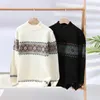 Herrtr￶jor H￶gkvalitativ Men Winter Sweater Classic Clothes Jacquard Weave Handsome Mink Velvet Fashion Half High Collar Korean