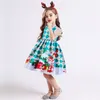 Robe de noël pour filles, tenue de princesse imprimée de dessin animé, avec nœud papillon, robes de fête décontractées pour enfants