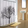 Projekt Zasłony prysznicowe czarne drzewo Domowe wystrój łazienki Poliester zasłony prysznicowy Wodoodporny materiał do kąpieli z haczykami 180 180 cm