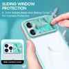 Shell And Film Integrated All inclusive Sliding Window Transparent Cover For iPhone 14 13 12 11 Pro Max Clear Phone Case B201