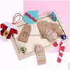 Decora￧￵es de Natal Decora￧￵es de Natal Retro Kraft Paper Tag Snowflake Xmas Tree Papai Noel Gift Bell Tags Diy Blessing Cards Dhwgi