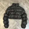 Womens Down Parkas Kusahiki Stand Neck Winter Coat Women Korean Zipper Folds Puff Sleeve Short Plaid Fashion Jacket 6n891 221124