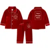 Pyjamas personnalisé enfants enfants famille Noël en velours doré pyjamas rouge fille robe fille match vêtements personnalisé de Noël costume de cadeau 221124