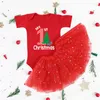 Kız Elbiseler İlk Noel Bebek Giysileri Seti Elbise Yürümeye Başlayan Doğum Bebek 1. Yıl Elbise Kıyafetler Bebek Noel Giysileri