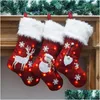 Décorations de Noël Décorations de Noël Chaussettes cadeaux du Père Noël LED Année de bas pour enfants Ornement d'arbre Glowing Décor de Noël Drop Dhqgz