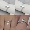 Band Ringe Kreative Semikolon Design Öffnung Welle Ring Für Frauen Männer Silber Farbe Inspirierende Schmuck Absolvent Geschenke Liebhaber Drop Deliv DH5Lr