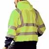 Motorradbekleidung Reflektierender Streifen Hoodie Herren Langarm Reißverschluss Kapuzenpullover Frühling Herbst Sicherheitsarbeitskleidung Oberbekleidung mit Taschen