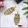 Dangle Lustre Antique Bronze Oiseau Hibou Boucles D'oreilles Émail Animal Crochet Lustre Dangle Pour Femmes Mode Bijoux Drop Delivery Dhwns