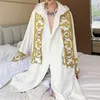 Women's Sleepwear Korean Japanees Velvet High-end Personality Wearing Windbreaker Mid Length Men Coat Black White Silk Robe