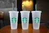 22SS Starbucks 24 унции/710 мл пластикового тумблера многоразовый прозрачный питье с плоским дном стакана