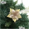 Christmas Decorations Christmas Decorations 5Pcs 18Cm Large Glitter Flower Xmas Tree Party Ornaments Decor For Home Happy Year Gifts Dhsb3