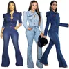 Kvinnors Jumpsuits Romper Höstkläder Långärmade Jeans Kvinnor Hög midja Outfit Casual Plus Size Grossist Drop 221123