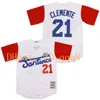 대학 야구는 최고 품질 착용 1 21 Roberto Clemente Jersey Santurce Crabbers Puerto Rico Jerseys 화이트 크림 회색 검은 색 스티치 야구 저지