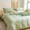 Bedding Sets Green Macrame Tufted Tassel Duvet Cover Set Fringe Design Chic Boho Dropshipers