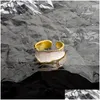 Полосовые кольца горящая песчаная эмаль капля кольцевая глазурь смола белая черная медная женщина персонализированная простой дизайн открытые регулируемые кольца Deli dhvur