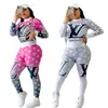 2024 Tasarımcı Marka Takipleri Kadınlar Sonbahar Kış Giysileri Baskı 2 Parça Set Gradyan Sweatshirts Pantolon Uzun Kollu Bayanlar Kıyafetleri Eşit Jogging Suit 9042.2
