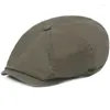 Berets ht2289 Мужчины Кэпки сплошной равнина Пвлаги Flat Sboy Высококачественный хлопковый бретель художник художник винтажный восьмиугольный кеп