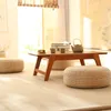 Oreiller Tatami en paille naturelle, Pouf rond tissé à la main, chaise de style japonais pour la méditation et le Yoga