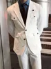 Herenpakken witte 2 stuks mannen passen moderne blazer broeken met piek met een borste revers slanke fit werk slijtage bruidegom causaal prom op maat gemaakt