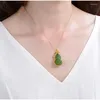 Pendant Necklaces China Chic Hollow Gourds For Women Ethnic Sachet Opening Box Pendants 925 Silver Jade Jewelry Gold NO Chains