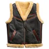 mens warm waistcoat vests casual genuine leather vest real fur jackets sleeveless thick shearling jackets outerwear coats plsus size