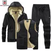 Mens Tracksuits Winter Plus Velvet Thick Lamb Cashmere Hoodiesvestspants Threepieces Set Warm Casual Wool 221124