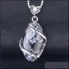 Colares pendentes Qimoshi Colar feminino quartzo natural pingente de cristal feminino cura de pedra olho de olho de moda de moda 12p dhgarden dhfwb