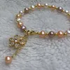 Bracelet magnifique couleurs vives Bracelet de perles d'eau douce 6mm G14KF