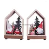 Decorações de Natal Decorações de Natal Papai Noel Ornamentos de madeira Decoração Presente Floresta da cabine luminosa 2022 Ano Decoração Tabela DHZ1X